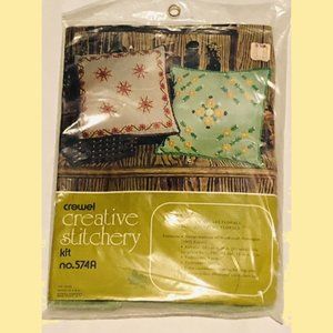 Crewel Creative Stitchery Pillow Kit 574A Snowflake Florals Geometric Granny